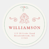 Sticker Rond Maison de pain d'épices rustique Noël moderne (Devant)