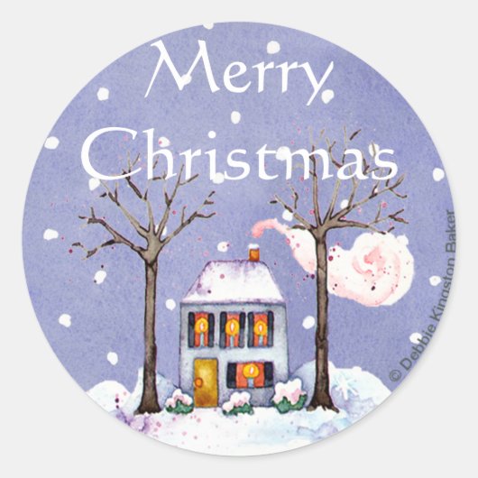 Sticker Rond Maison de vacances de Joyeux Noël (Devant)
