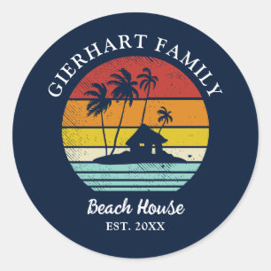Sticker Rond Maison de vacances de plage réunion de famille nau