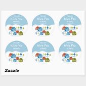 Sticker Rond Maison d'hiver Fête d'anniversaire Bébé cadeau