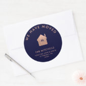 Sticker Rond Maison d'or moderne Faux Rose | Nouvelle adresse (Enveloppe)