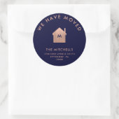 Sticker Rond Maison d'or moderne Faux Rose | Nouvelle adresse (Sac)