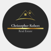 Sticker Rond Maison Dorée Moderne Logo Immobilier (Devant)