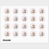 Sticker Rond Maison en forme d'oeuf et de lapin rose dans le st (Feuille)