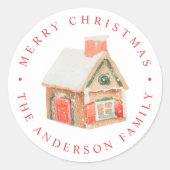 Sticker Rond Maison en pain d'épices aquarelle (Devant)