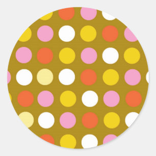 Sticker Rond Maison et entreprise, pois de couleur vive.