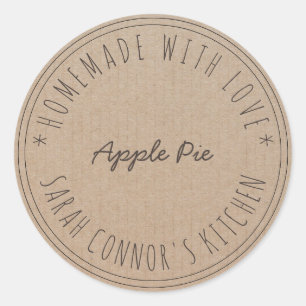 Sticker Rond Maison faite avec amour Apple Pie Kraft Baking