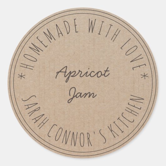 Sticker Rond Maison faite avec amour Apricot Jam canning Kraft (Devant)