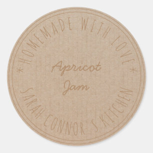 Sticker Rond Maison faite avec amour Apricot Jam canning Kraft