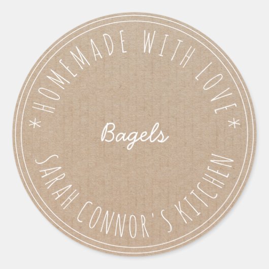 Sticker Rond Maison faite avec amour Bagels Kraft Baking (Devant)