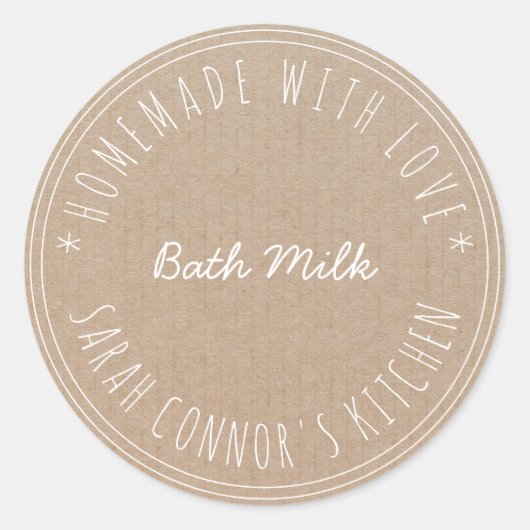 Sticker Rond Maison faite avec amour Bain Lait Spa Kraft (Devant)