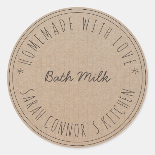 Sticker Rond Maison faite avec amour Bain Lait Spa Kraft (Devant)
