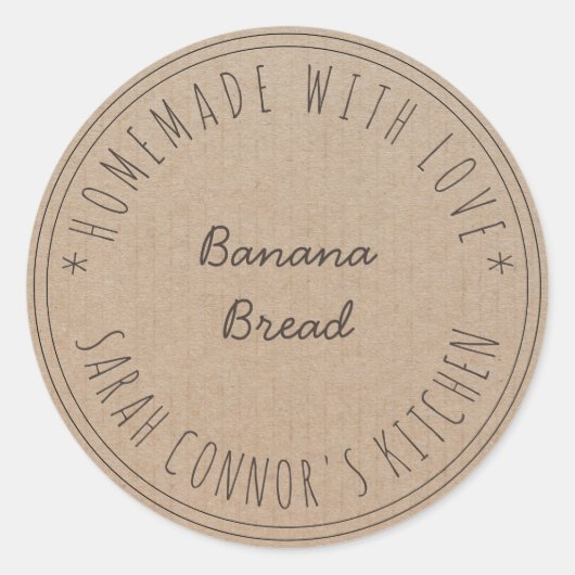 Sticker Rond Maison faite avec amour Banana Pain Kraft Baking (Devant)