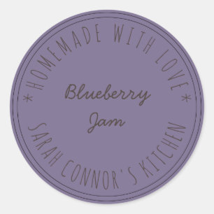 Sticker Rond Maison faite avec amour Blueberry Jam Purple