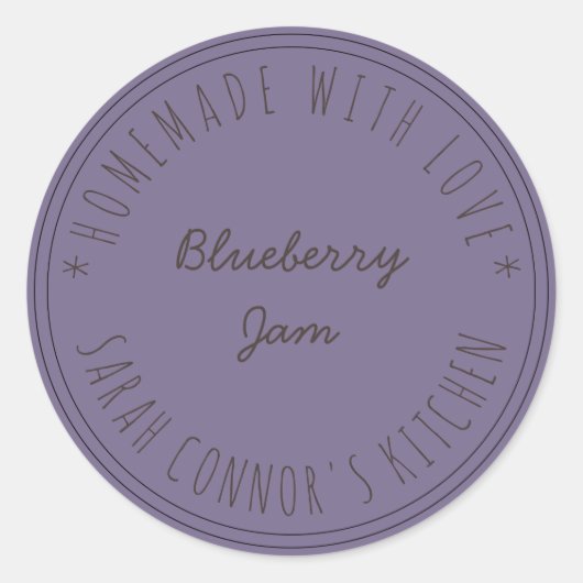 Sticker Rond Maison faite avec amour Blueberry Jam Purple (Devant)
