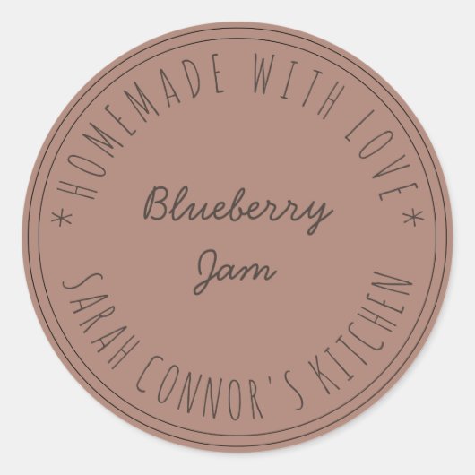 Sticker Rond Maison faite avec amour Blueberry Jam Terracotta C (Devant)