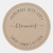 Sticker Rond Maison faite avec amour brownies Kraft Baking Kraf (Devant)