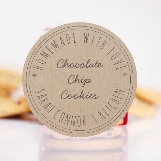 Sticker Rond Maison faite avec amour Chocolat Chip Cookies Kraf