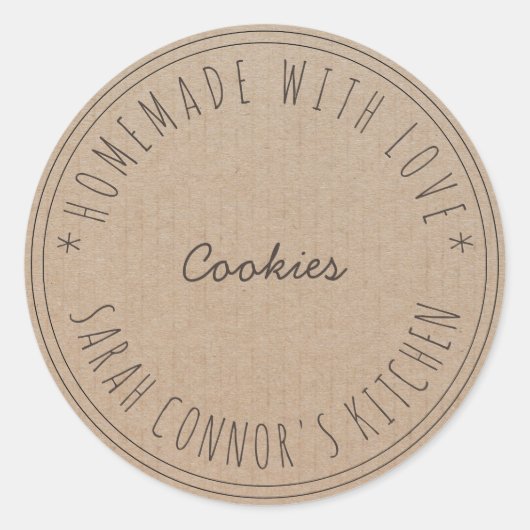 Sticker Rond Maison faite avec amour Cookies Kraft Baking (Devant)