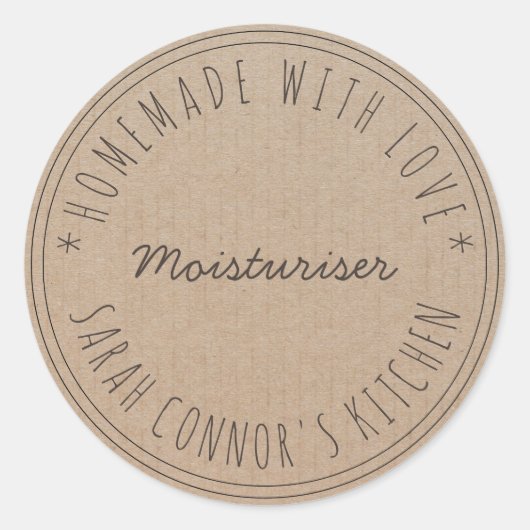 Sticker Rond Maison faite avec amour Moisturizer Kraft Spa (Devant)