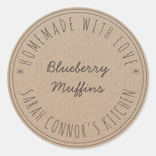 Sticker Rond Maison faite avec amour Muffins Kraft Baking Kraft (Devant)