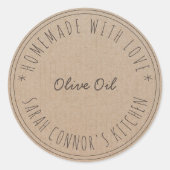 Sticker Rond Maison faite avec amour Olive Oil Kraft (Devant)