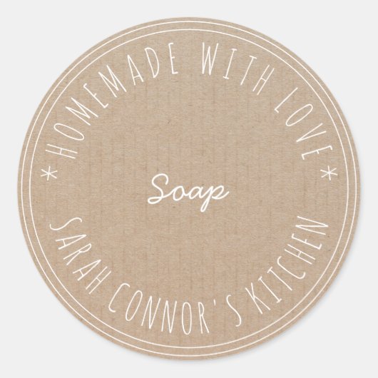 Sticker Rond Maison faite avec amour Spa Kraft savon (Devant)