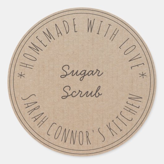 Sticker Rond Maison faite avec amour Sugar Scrub Kraft Spa (Devant)