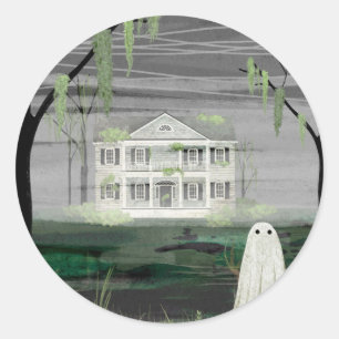 Sticker Rond Maison fantôme