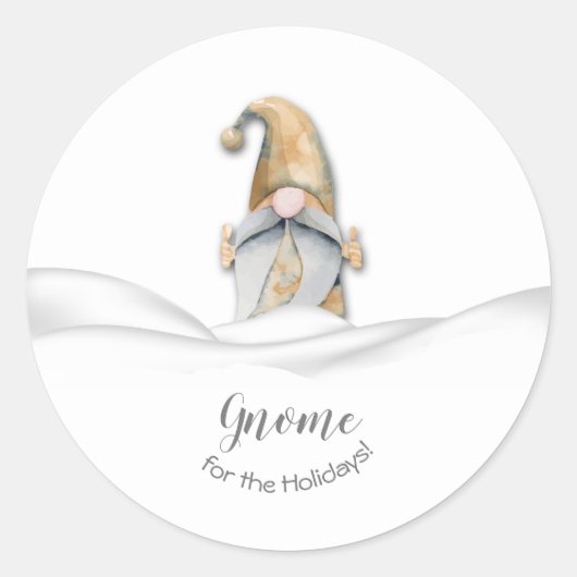 Sticker Rond Maison Gnome de Noël pour les Fêtes (Devant)
