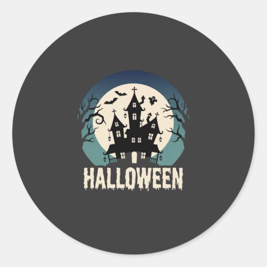 Sticker Rond Maison Hantée de la Lune Vector Halloween (Devant)