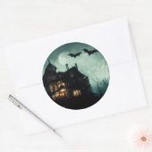 Sticker Rond Maison Hantée d'Halloween (Enveloppe)
