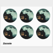 Sticker Rond Maison Hantée d'Halloween (Feuille)