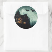 Sticker Rond Maison Hantée d'Halloween (Sac)