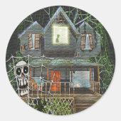 Sticker Rond Maison hantée d'Halloween (Devant)