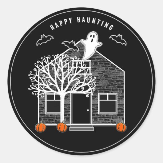 Sticker Rond Maison hantée d'Halloween (Devant)