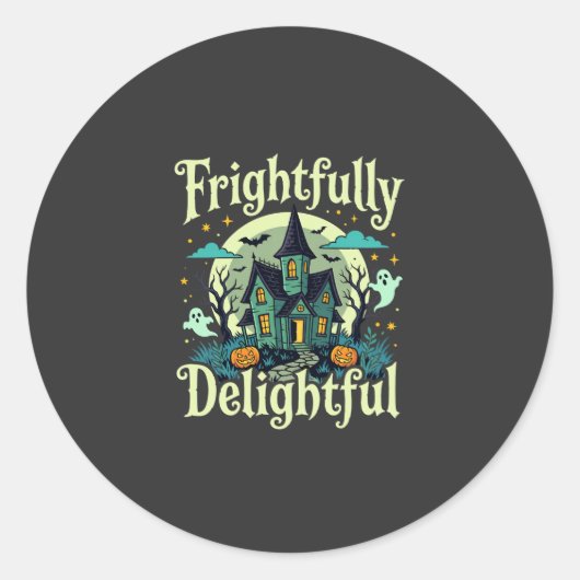 Sticker Rond Maison Hantée Halloween Effroyablement Délicieuse  (Devant)