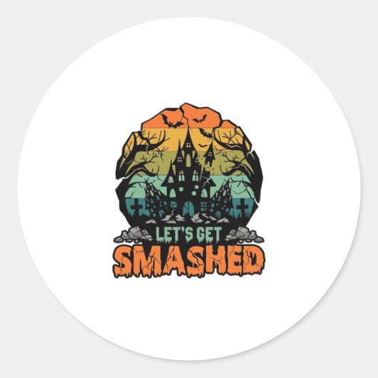 Sticker Rond Maison Hantée Halloween Faisons Nous Éclater Couch (Devant)