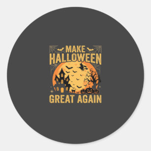 Sticker Rond Maison Hantée Halloween Génial à Nouveau Citrouill