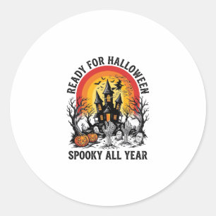 Sticker Rond Maison Hantée Halloween Vintage Chemise Prête à Fa