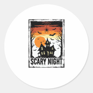 Sticker Rond Maison Hantée Nuit Effrayante Chemise Halloween Vi