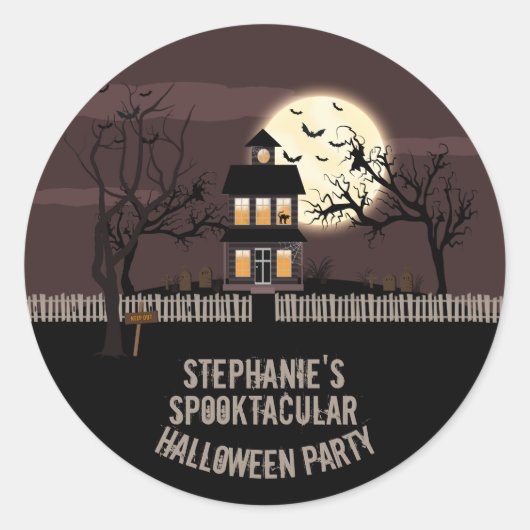 Sticker Rond Maison haunted (Devant)