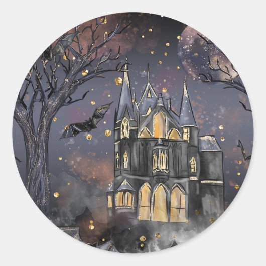 Sticker Rond Maison haunted (Devant)