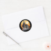 Sticker Rond Maison moderne Black Orange Hauny Happy Halloween (Enveloppe)