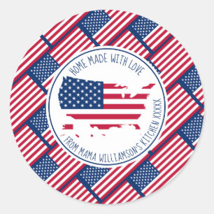 Sticker Rond MAISON PERSONNALISÉE AVEC AMOUR Amérique USA Drape