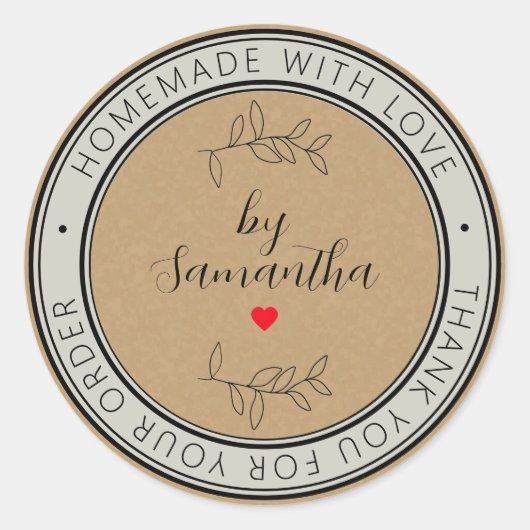 Sticker Rond Maison personnalisée faite avec amour (Devant)