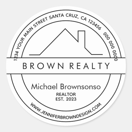Sticker Rond Maison Roof Simple Logo Agent Immobilier (Devant)