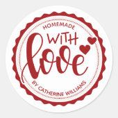Sticker Rond Maison rouge avec amour Cuisine personnalisée (Devant)