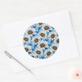 Sticker Rond Maisonnettes, fleurs sauvages sur bleu (Enveloppe)