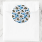 Sticker Rond Maisonnettes, fleurs sauvages sur bleu (Sac)